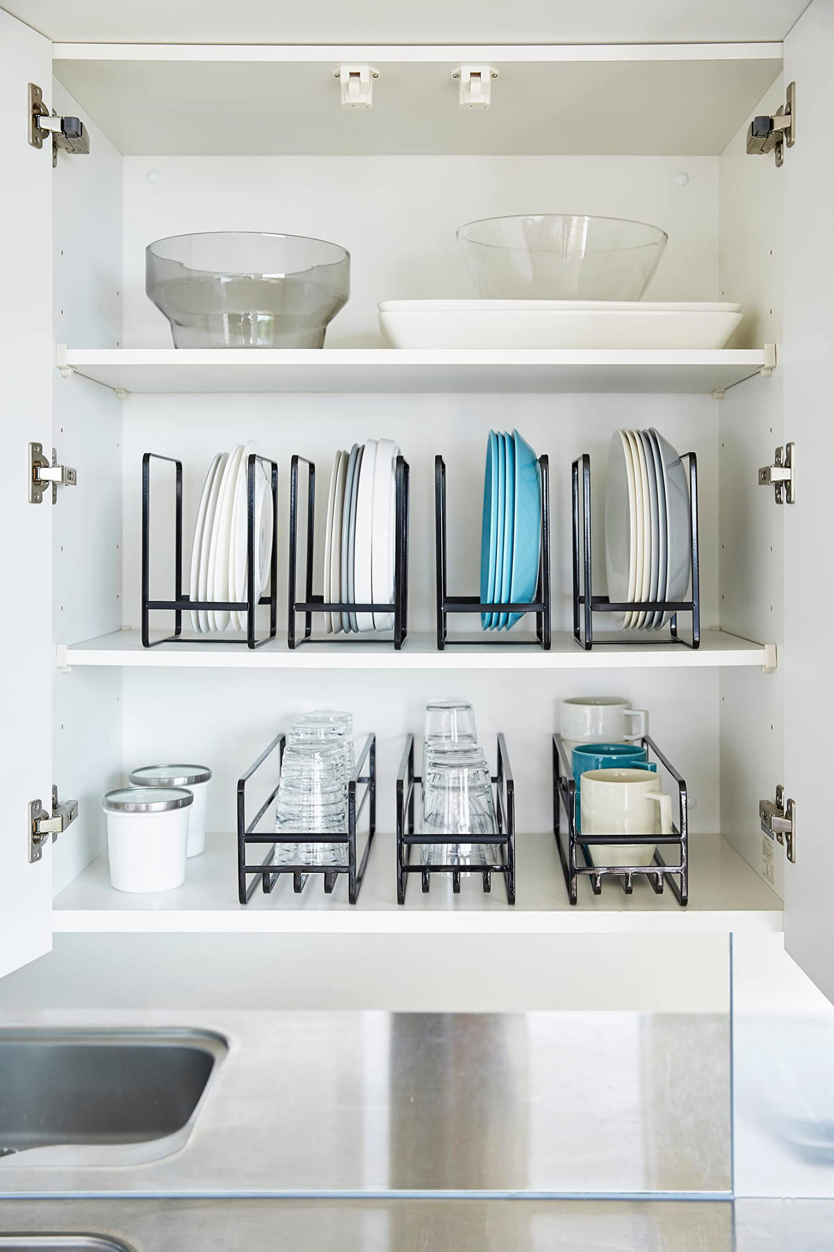 TASSEN- UND GLAS-ORGANIZER Tower 5644 schwarz 12x33,2x11 cm - Schwarz, Metall (11/12/33.2cm) - Yamazaki