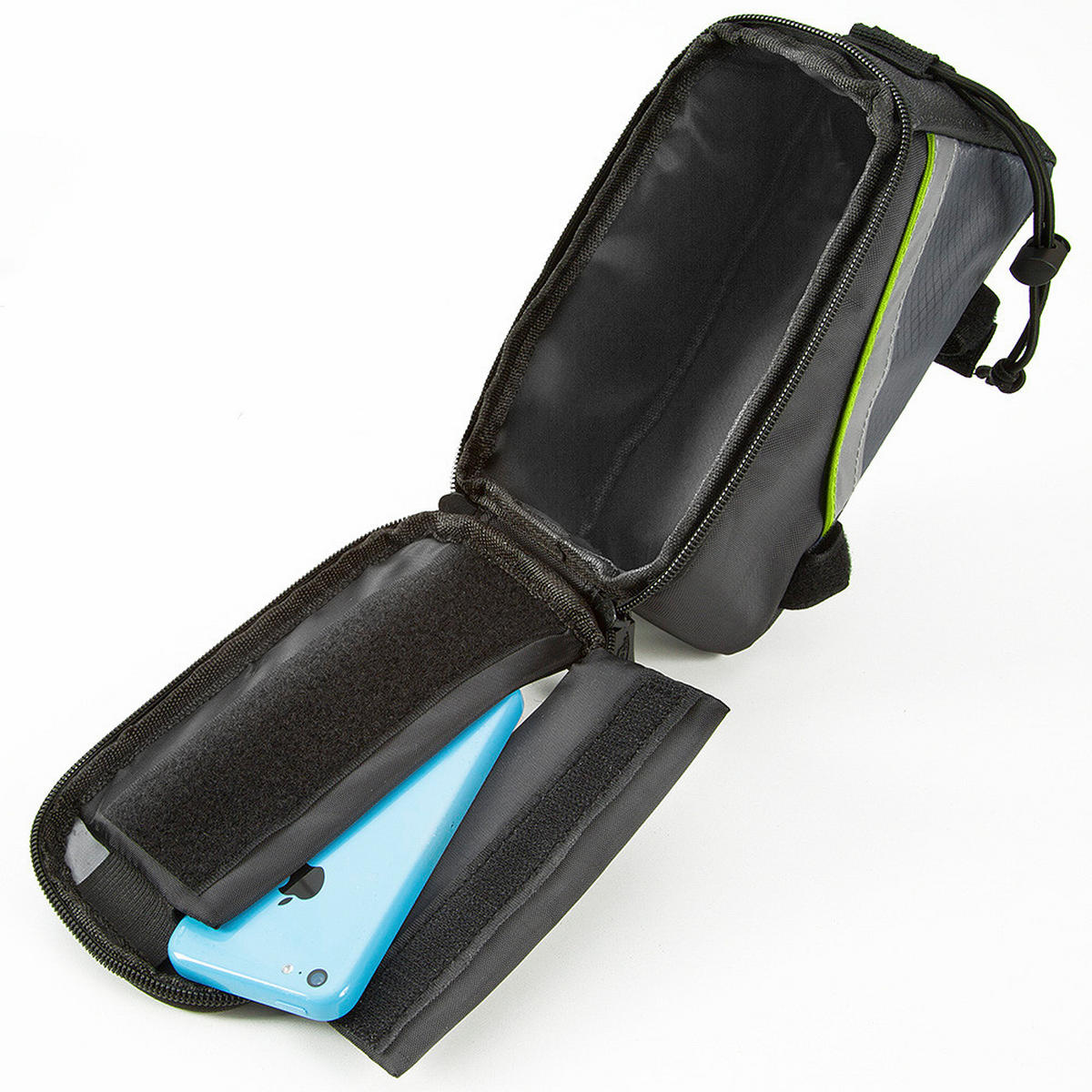 FAHRRADTASCHE, 20,5 x 10 x 10,5cm ,schwarz/grau/grün - Schwarz/Grau, Kunststoff (10/10.5/20.5cm) - tectake