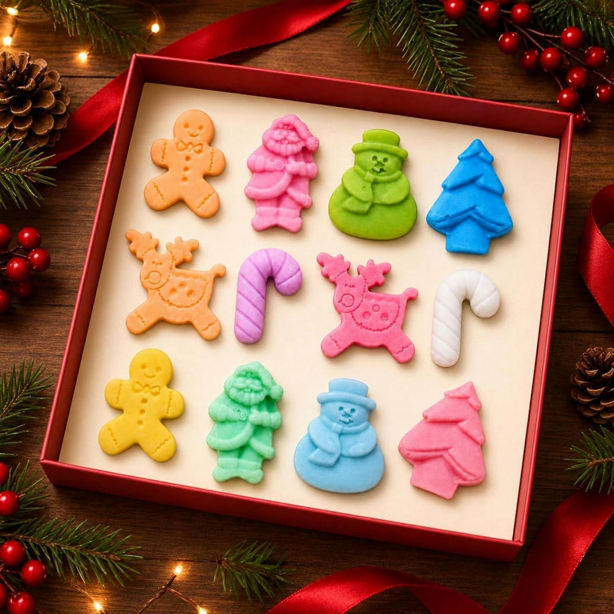 SILIKONFORM Weihnachten 12 Mulden Lebkuchenmann Schneemann Elch - Rosa, Kunststoff
