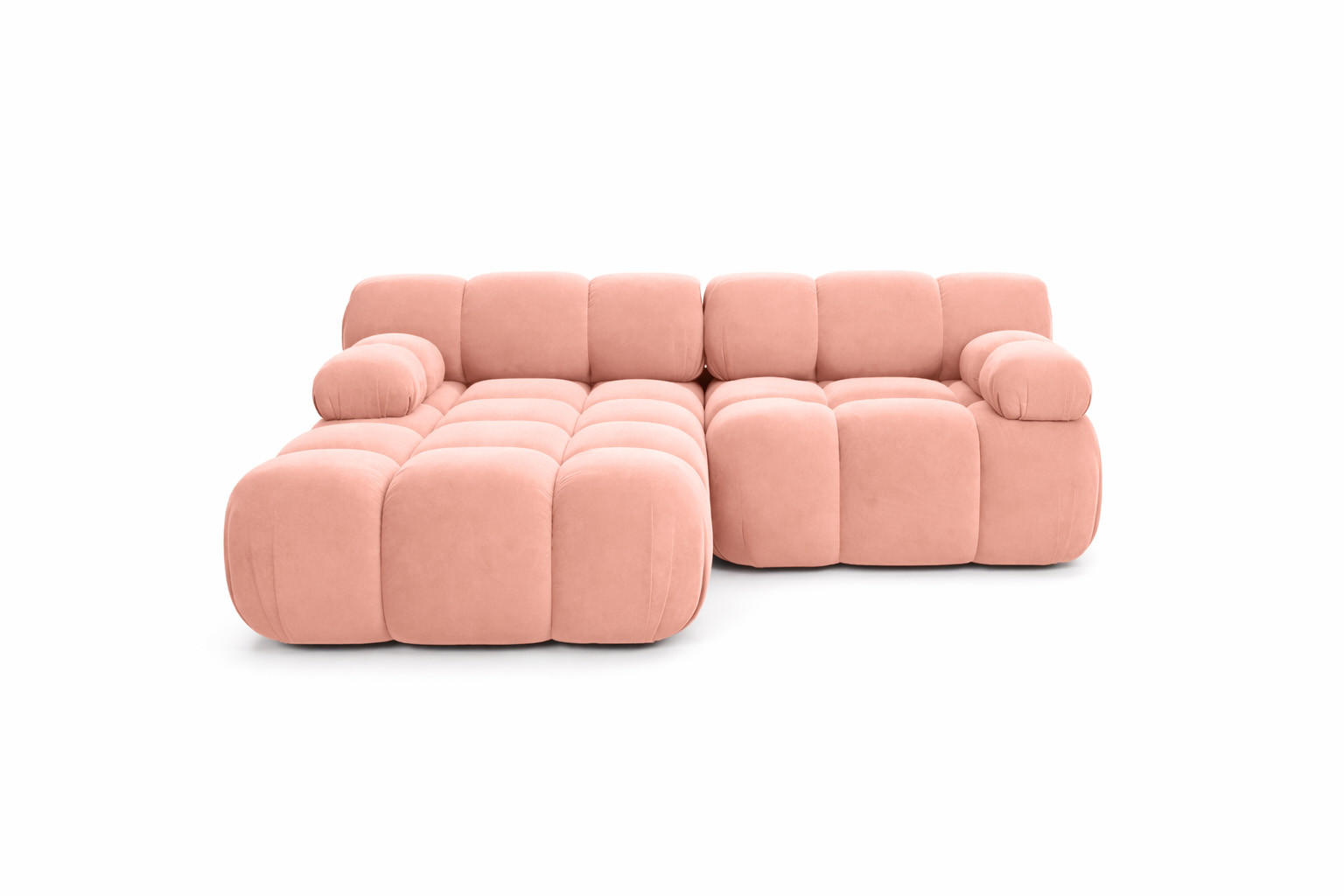 ECKSOFA L-form Mini Modular, Veloursstoff Salvador, Rosa, Links, Selia - Rosa, Holz (190/160cm) - Kaiser Möbel