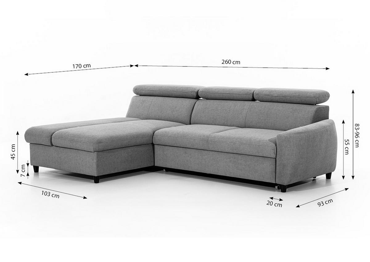 ECKSOFA L Form Olettio Mini Braun 260/170/96 cm Rechts mit Schlaffunktion - Schwarz/Braun, Kunststoff/Textil (260/170cm) - AX Living