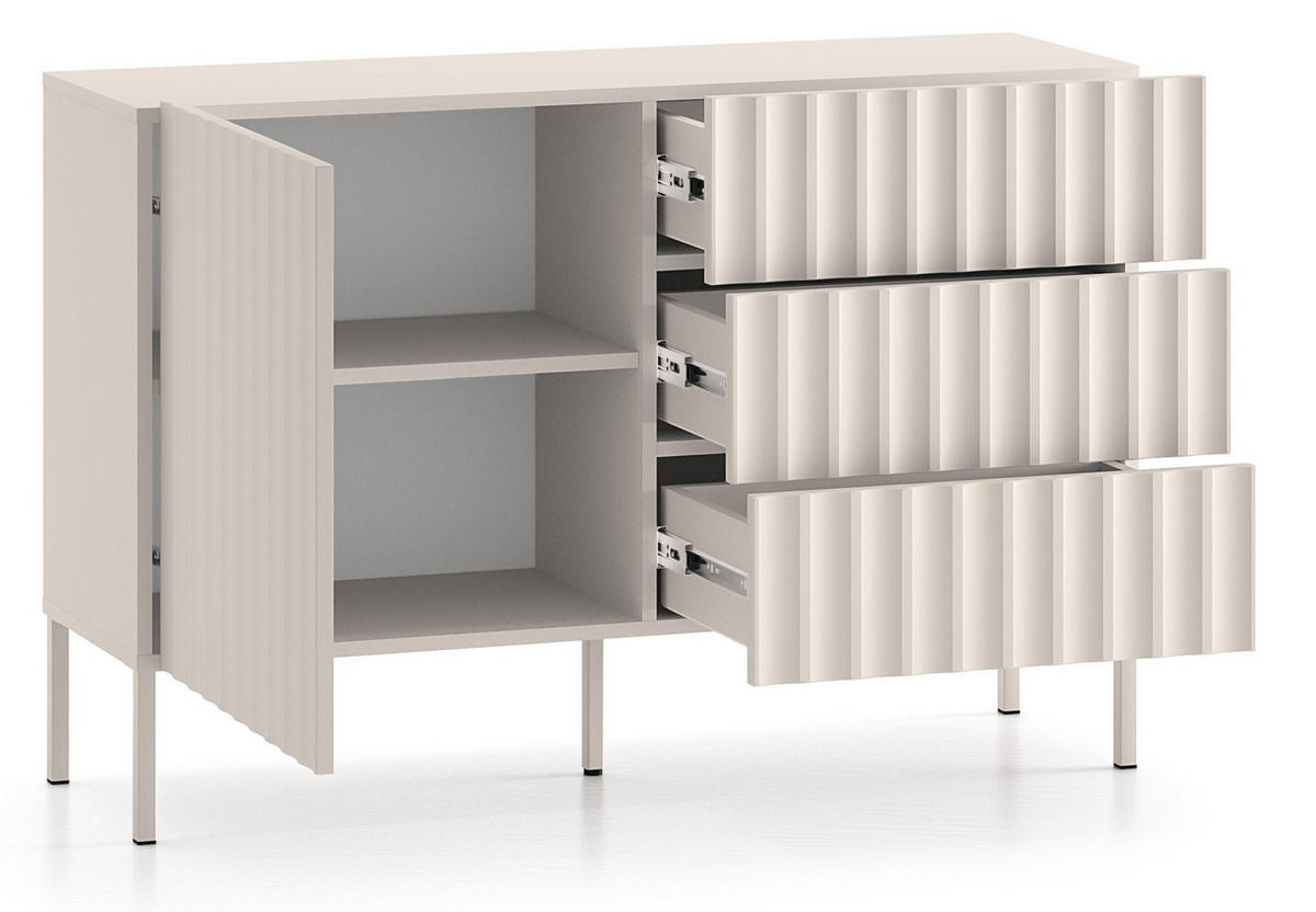 SIDEBOARD Derriva Hellbeige 113 cm - Ecru/Beige, Holzwerkstoff/Metall (113.1/76.7/37.2cm) - Selsey