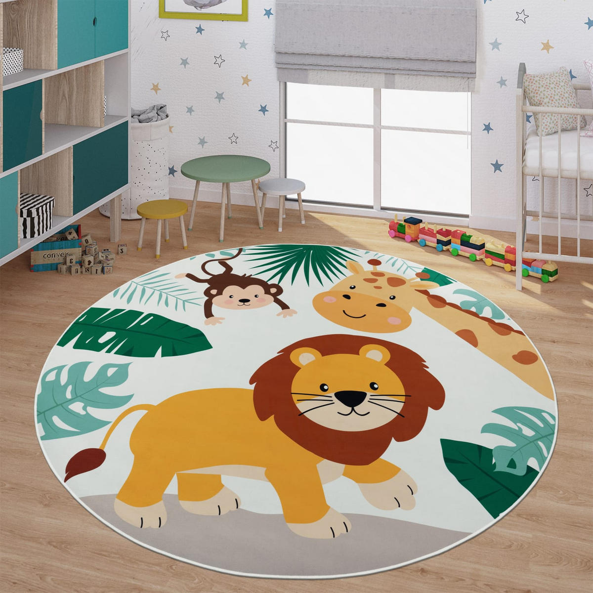 KINDERTEPPICH Tiere Beige Ø 200 cm - Multicolor, Kunststoff (200/200cm) - TT Home
