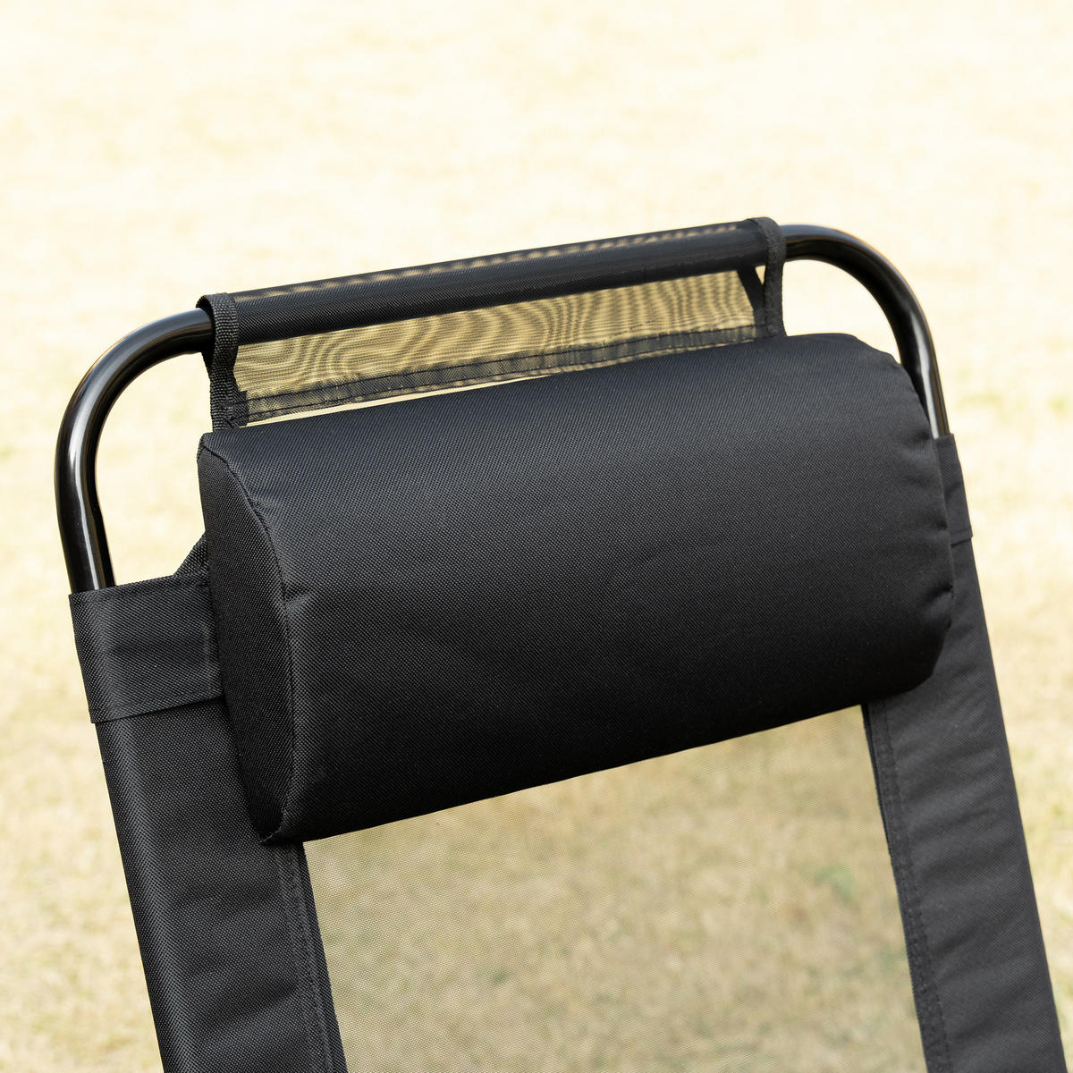 KLAPPSTUHL Campingstuhl 2er-Set, mit verstellbarer Rückenlehne, Stahl Oxford, Schwarz - Schwarz, Textil/Metall (70/109/62cm) - Outsunny