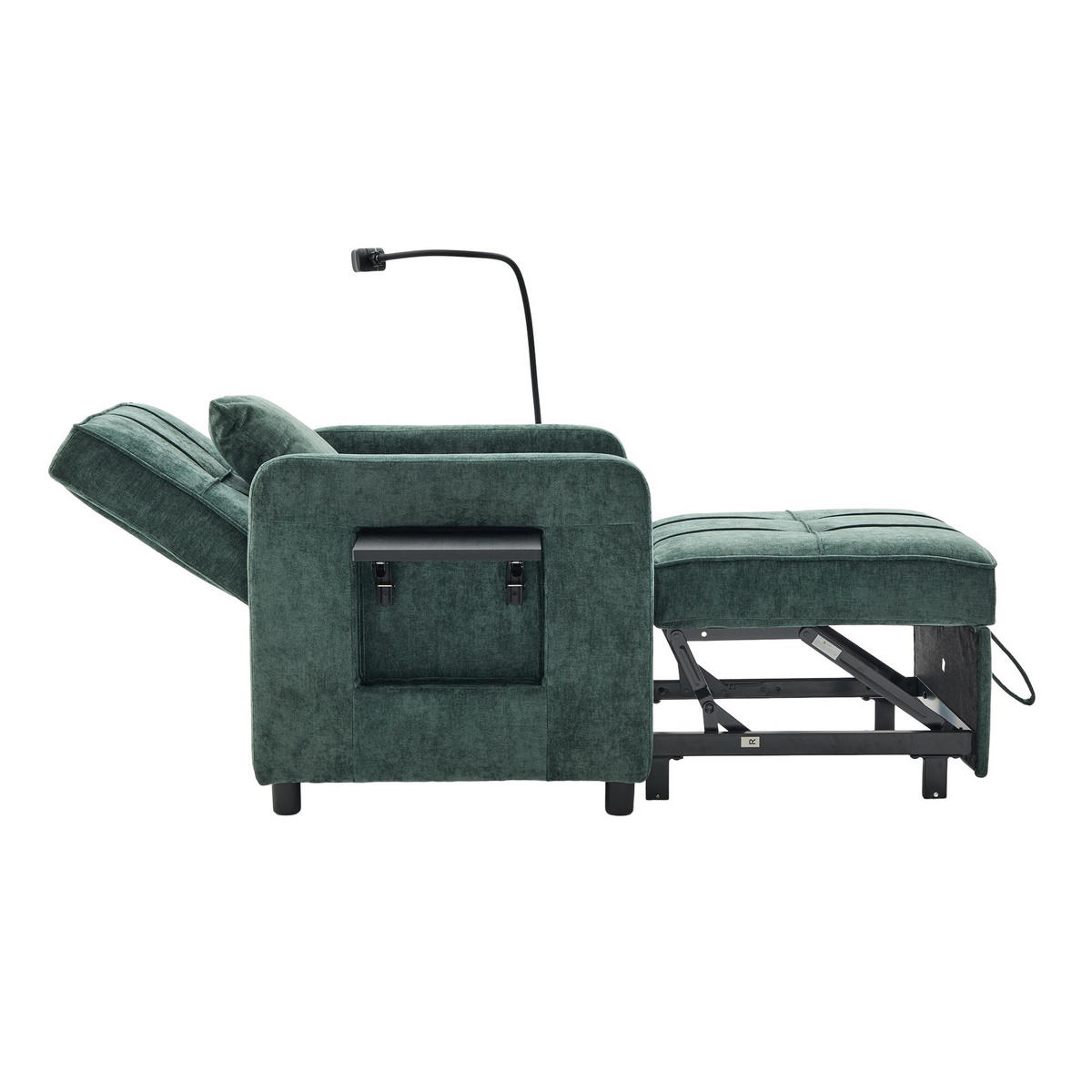 FERNSEHSESSEL Relaxsessel,Polsterliege mit Stauraum,Chenille,Grün - Grün, Textil (79/83/167cm) - LVHOM