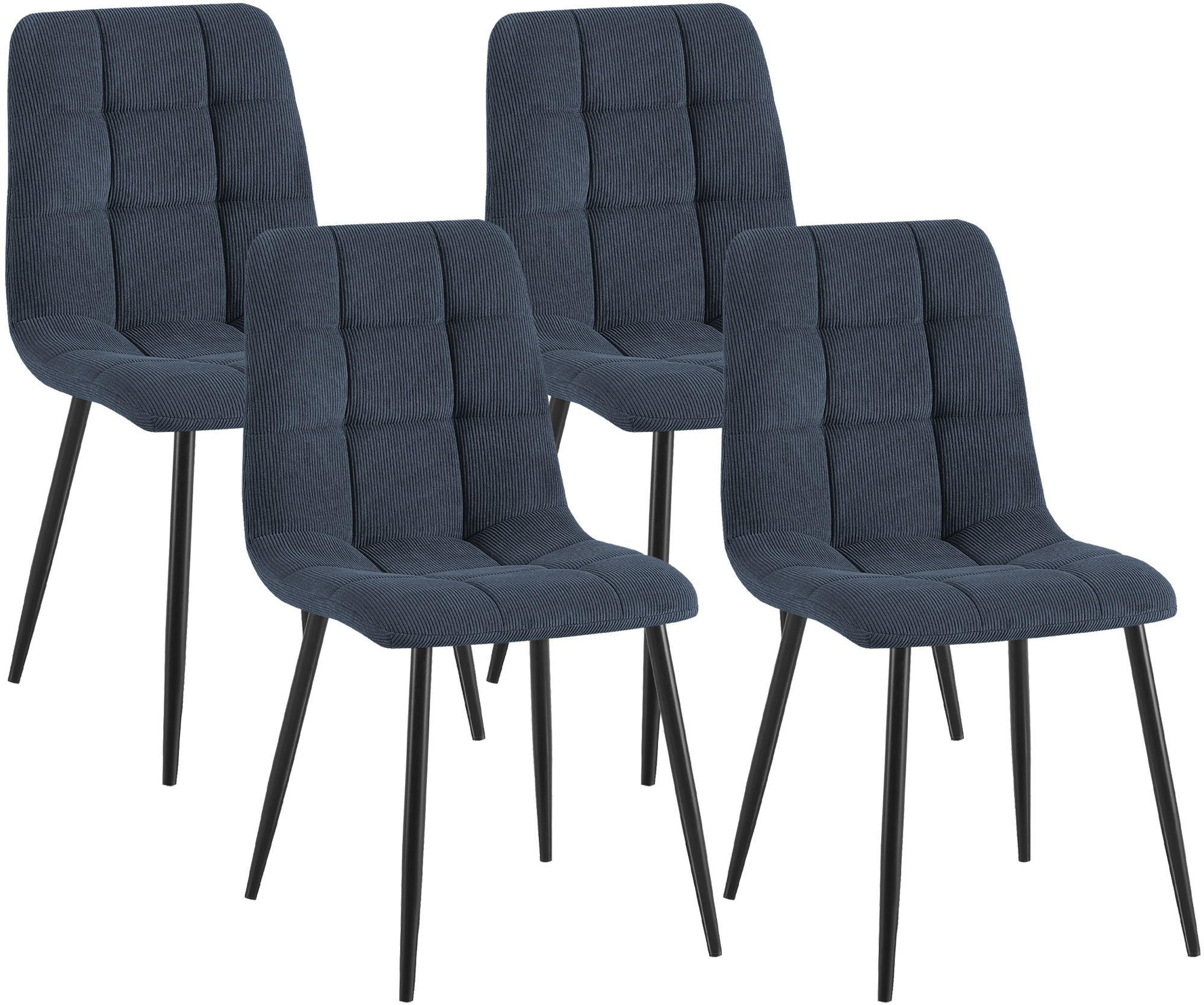 STUHL 4 Cord Blau - Blau/Schwarz, Textil/Metall (45/84/55cm) - CLP