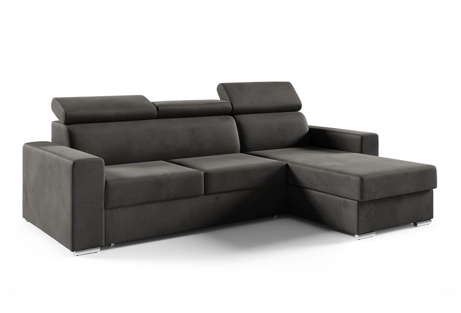 ECKSOFA Nela L-Form mit Bettkasten und Schlaffunktion - Dunkelgrau, Textil (170/245cm) - Jerpax