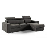 ECKSOFA Nela L-Form mit Bettkasten und Schlaffunktion - Dunkelgrau, Textil (170/245cm) - Jerpax