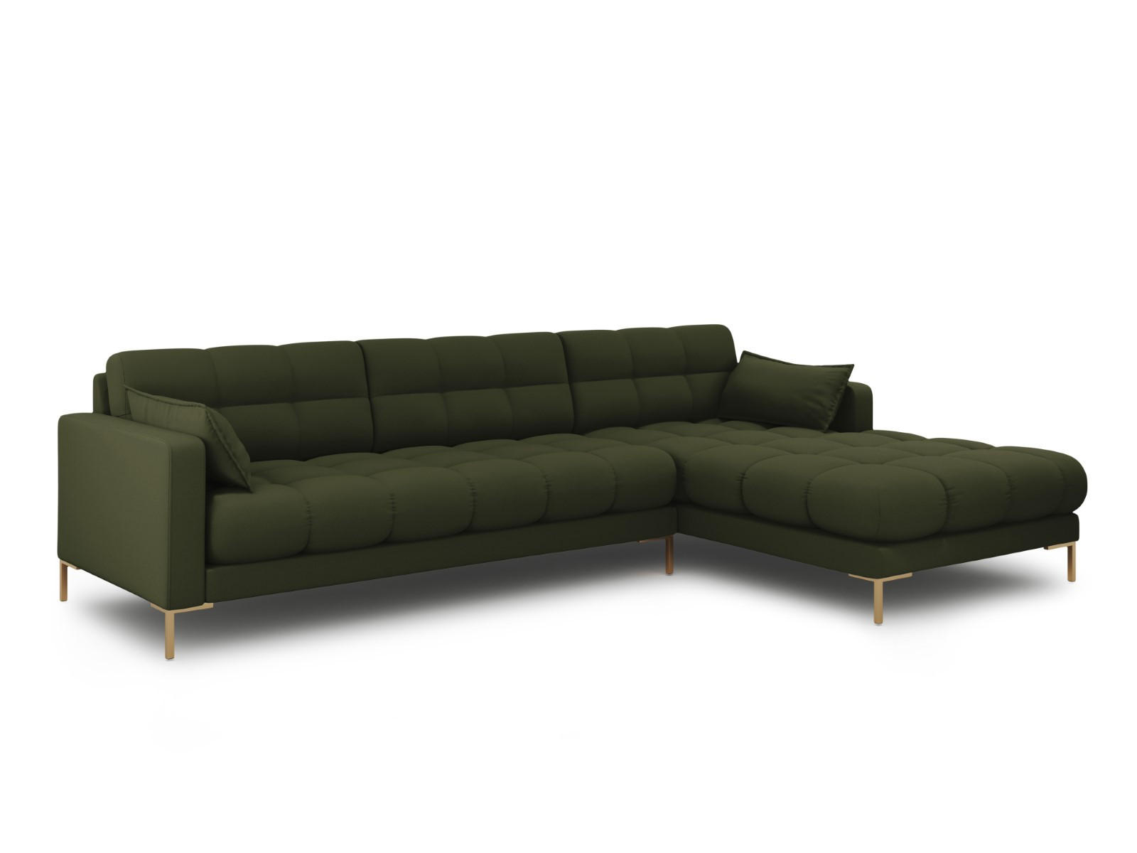 ECKSOFA rechts Mamaia aus strukturiertem Stoff grün 5 Sitzplätze - Grün, Textil (185/293cm) - Micadoni