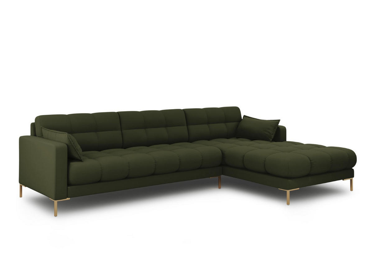ECKSOFA rechts Mamaia aus strukturiertem Stoff grün 5 Sitzplätze - Grün, Textil (185/293cm) - Micadoni