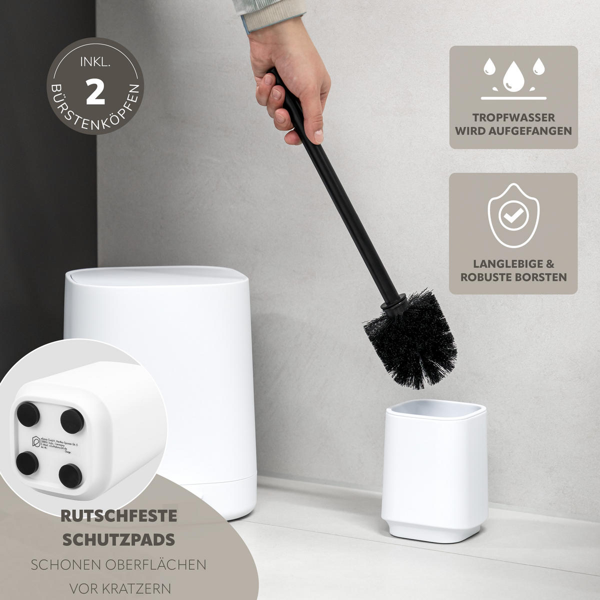 BAD-ACCESSOIRES-SET VALONA 5tlg., weiß, Kunststoff - Weiß, Kunststoff (21/25.5/21cm) - eluno