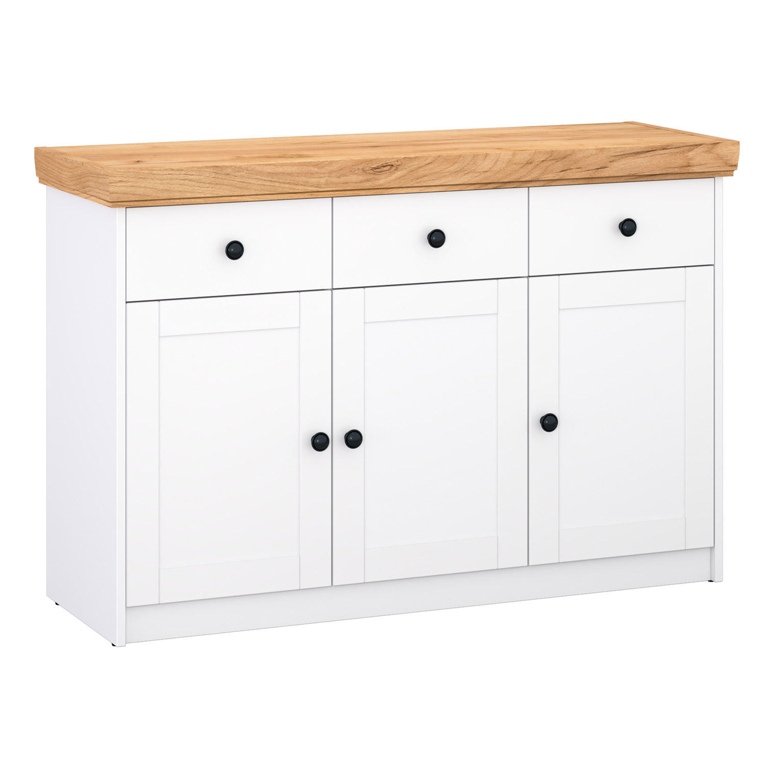 SIDEBOARD 122/82/42 cm in weiß natur - Schwarz/Weiß, Holz/Metall (122/82/42cm) - Homestyle4u