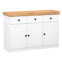 SIDEBOARD 122/82/42 cm in weiß natur - Schwarz/Weiß, Holz/Metall (122/82/42cm) - Homestyle4u