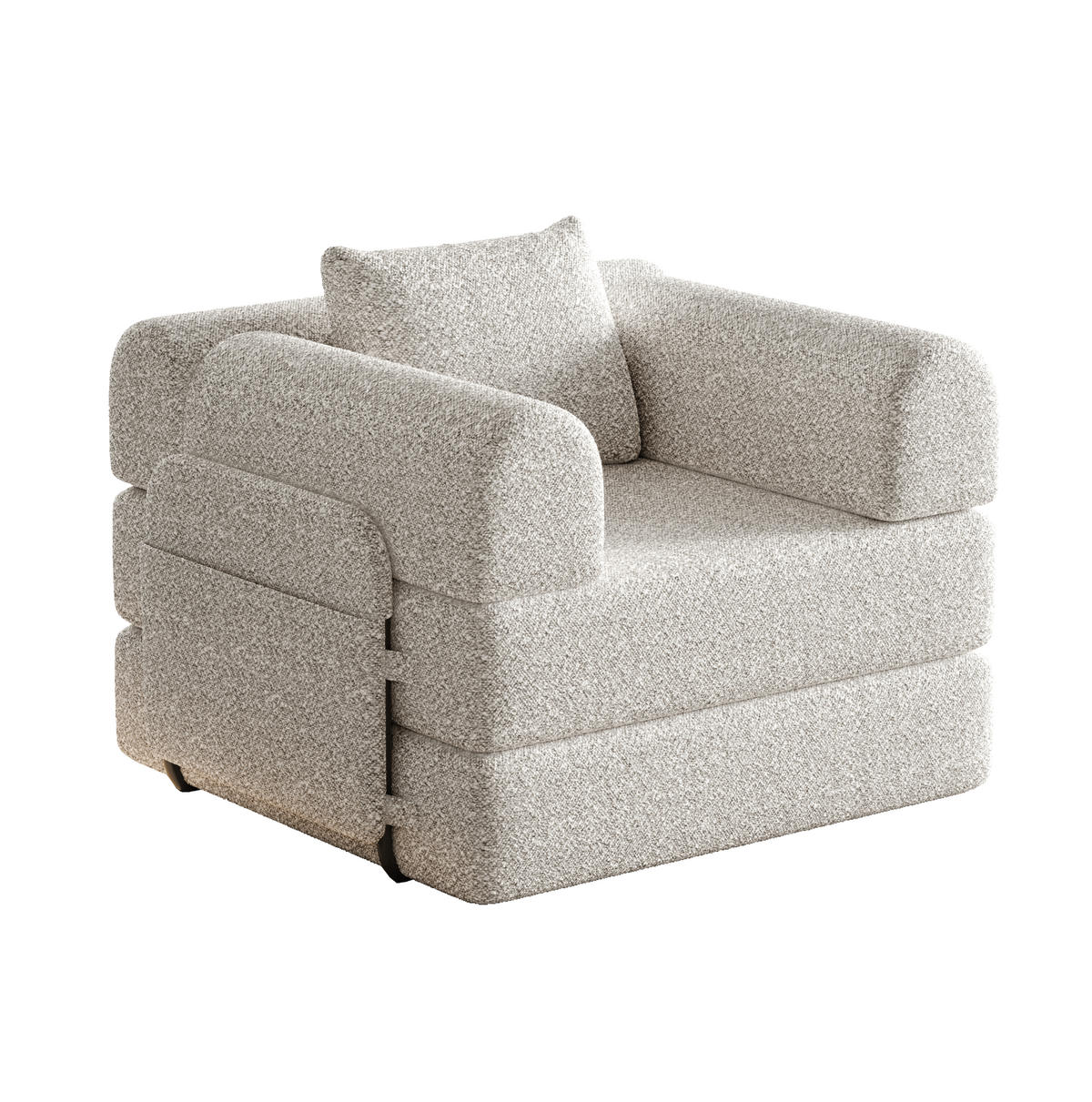 ROZKLÁDACÍ pohovka khaki z chenille se schránkou v područky a ocelovou konstrukcí - přírodní, textil (181.6/49.5/94cm) - OKWISH
