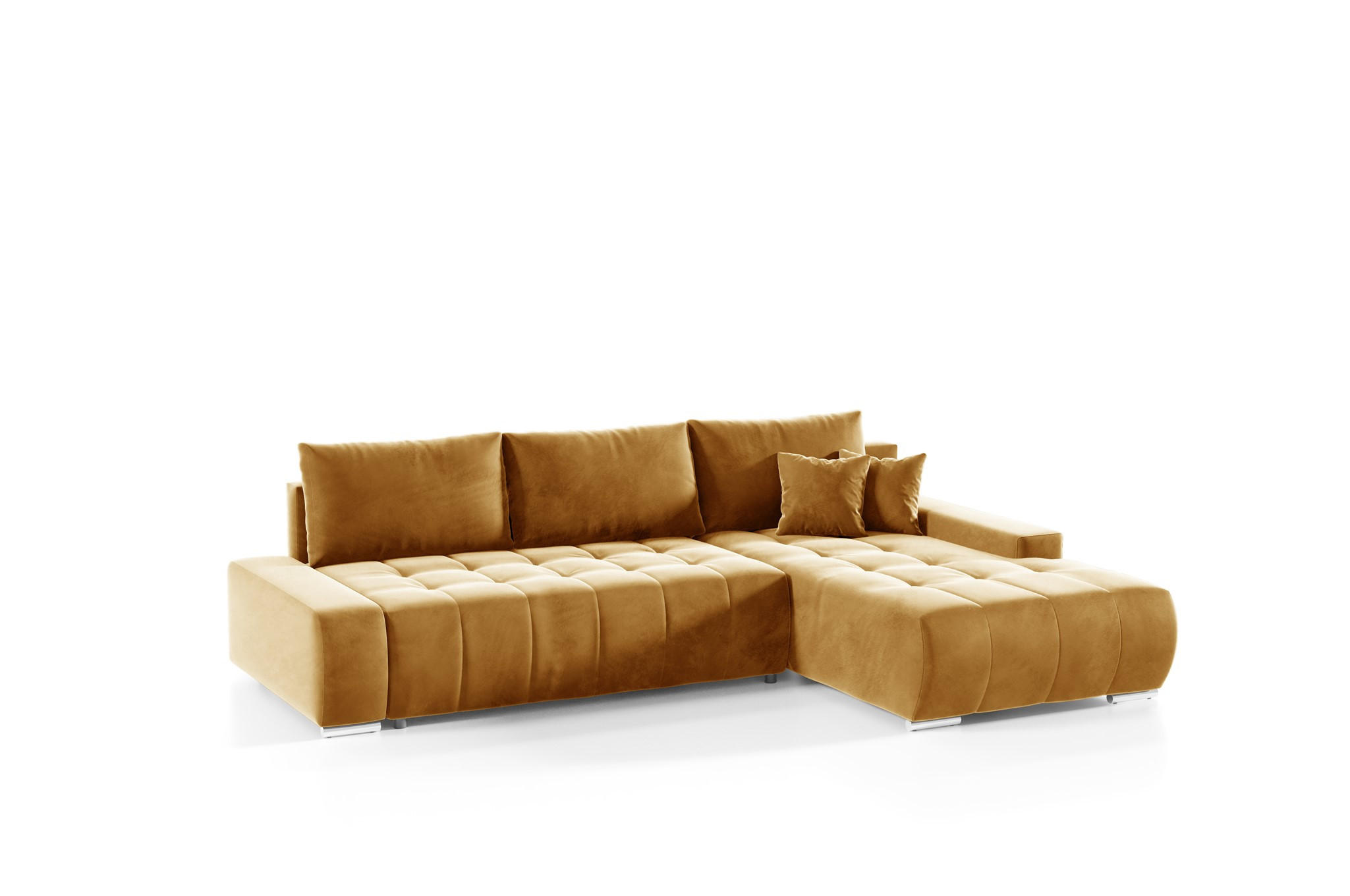 ECKSOFA Vogar In Monolith - Dunkelgelb, Holzwerkstoff/Textil (265/185cm) - Fun Möbel