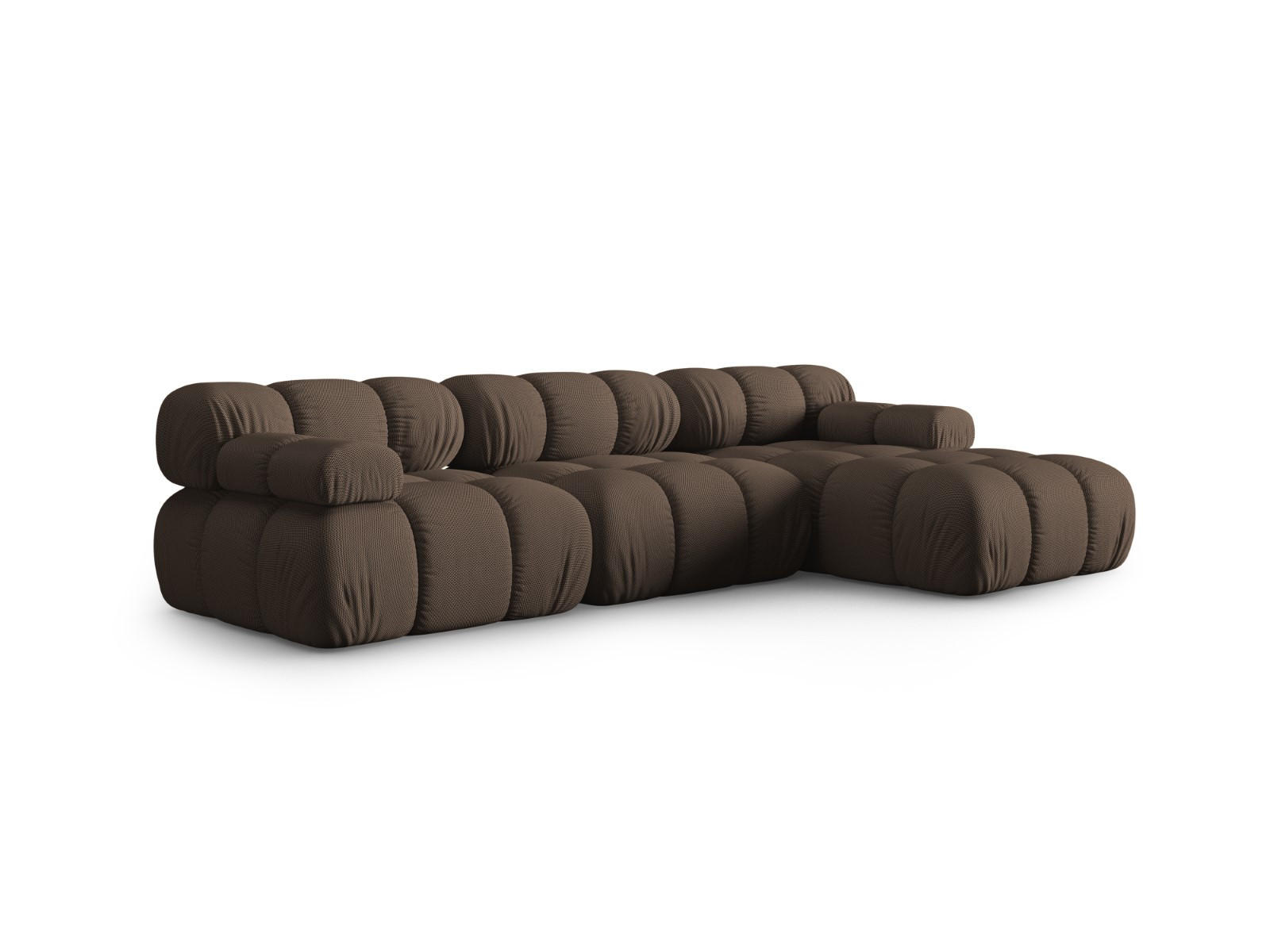 ECKSOFA modular rechts Bellis aus 3D-Stoff braun 4 Sitzplätze - Braun, Textil (155/282cm) - Micadoni