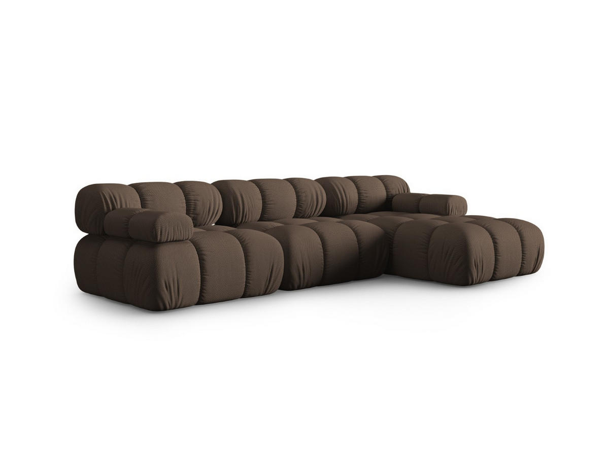 ECKSOFA modular rechts Bellis aus 3D-Stoff braun 4 Sitzplätze - Braun, Textil (155/282cm) - Micadoni