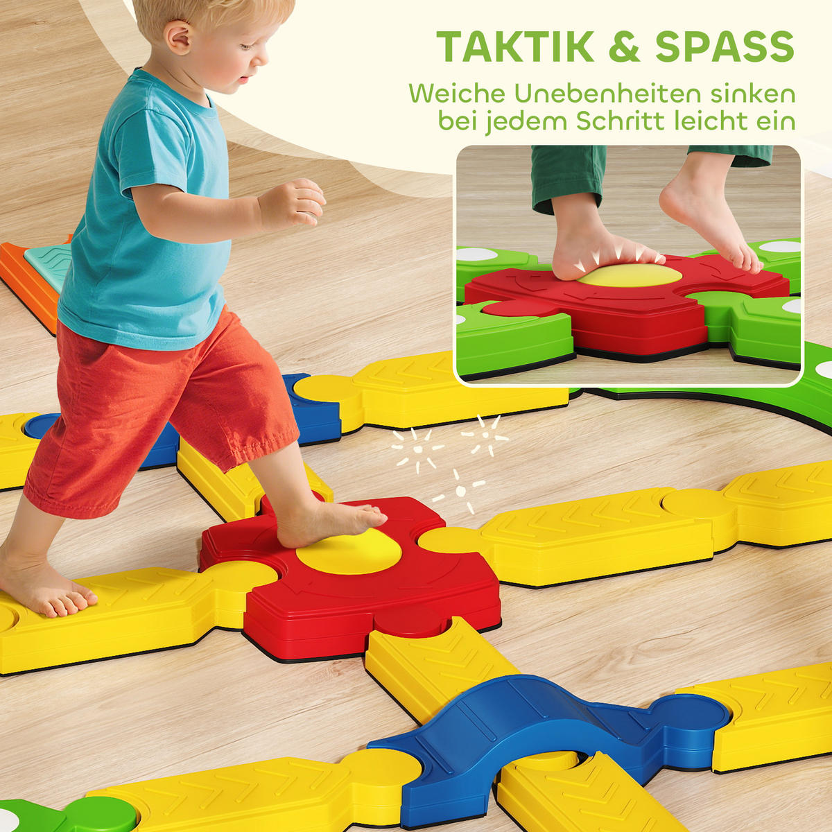 KINDER-BALANCIERBALKEN Kunststoff Mehrfarbig - Multicolor, Kunststoff (176/10.5/176cm) - AIYAPLAY