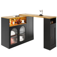ESSZIMMERSCHRANK aus MDF 197 x 39,6 x 100 cm in Schwarz mit 360° Drehplatte & LED - Schwarz, Holzwerkstoff (197/100/39.6cm) - Modfu