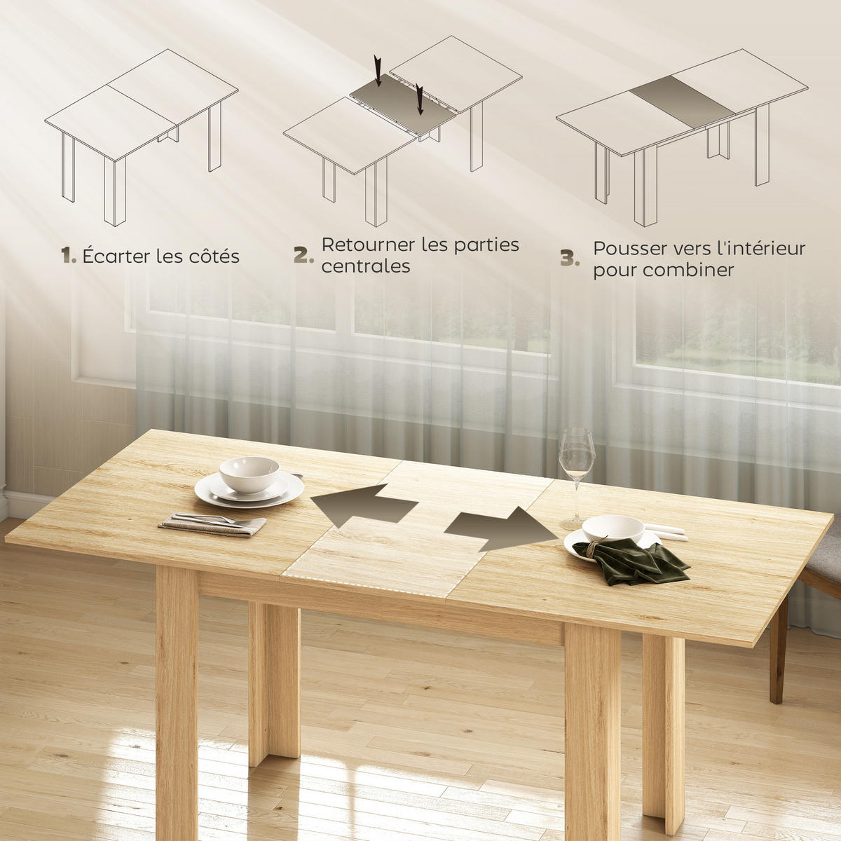 AUSZIEHTISCH Eichefarben Ausziehbar 140-180/80/75 cm - Naturfarben, Holz (80/180/75cm) - PANGIVO
