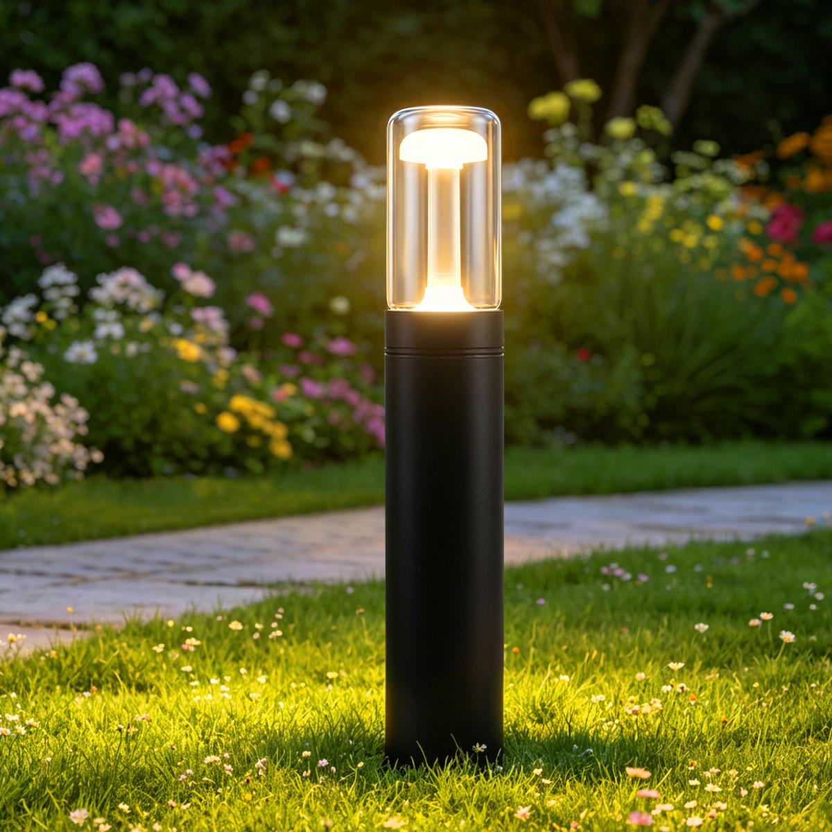 LED WEGELEUCHTE Frelis 11.8/6.5/40 cm - Schwarz, Glas/Metall (11.8/6.5/40cm) - ZMH