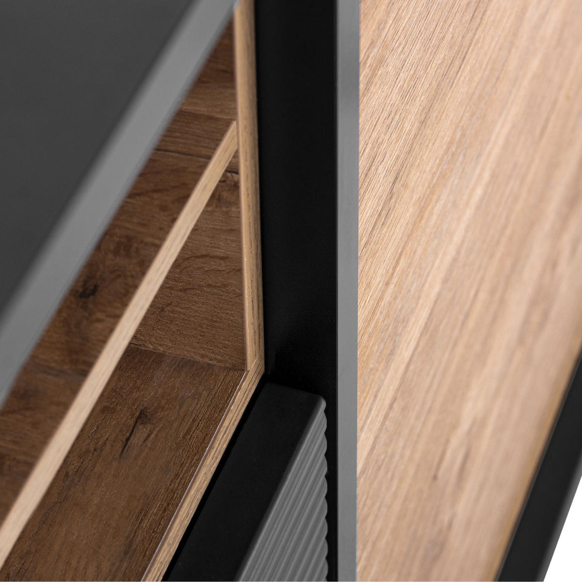 KOMMODE LOFTY TV/HiFi-Einlage, schwarz / Eiche natur - Eichefarben/Multicolor, Holzwerkstoff (102/83/41cm) - KONSIMO®