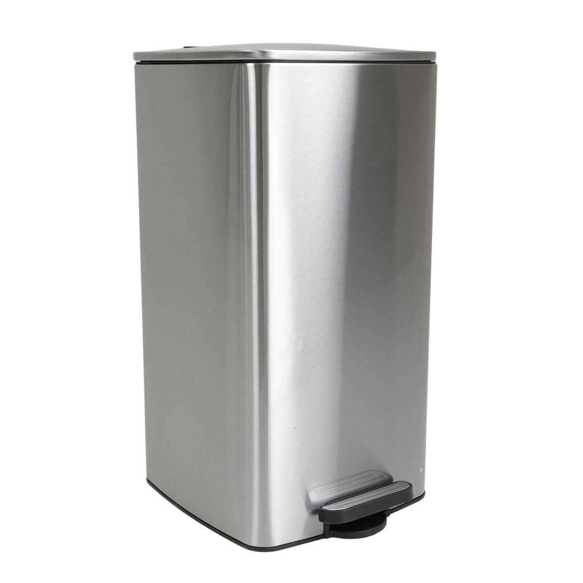 MÜLLEIMER 50 Liter mit Softclose & Fußpedal - Silberfarben, Metall (41.5/67.5/49cm) - PROREGAL