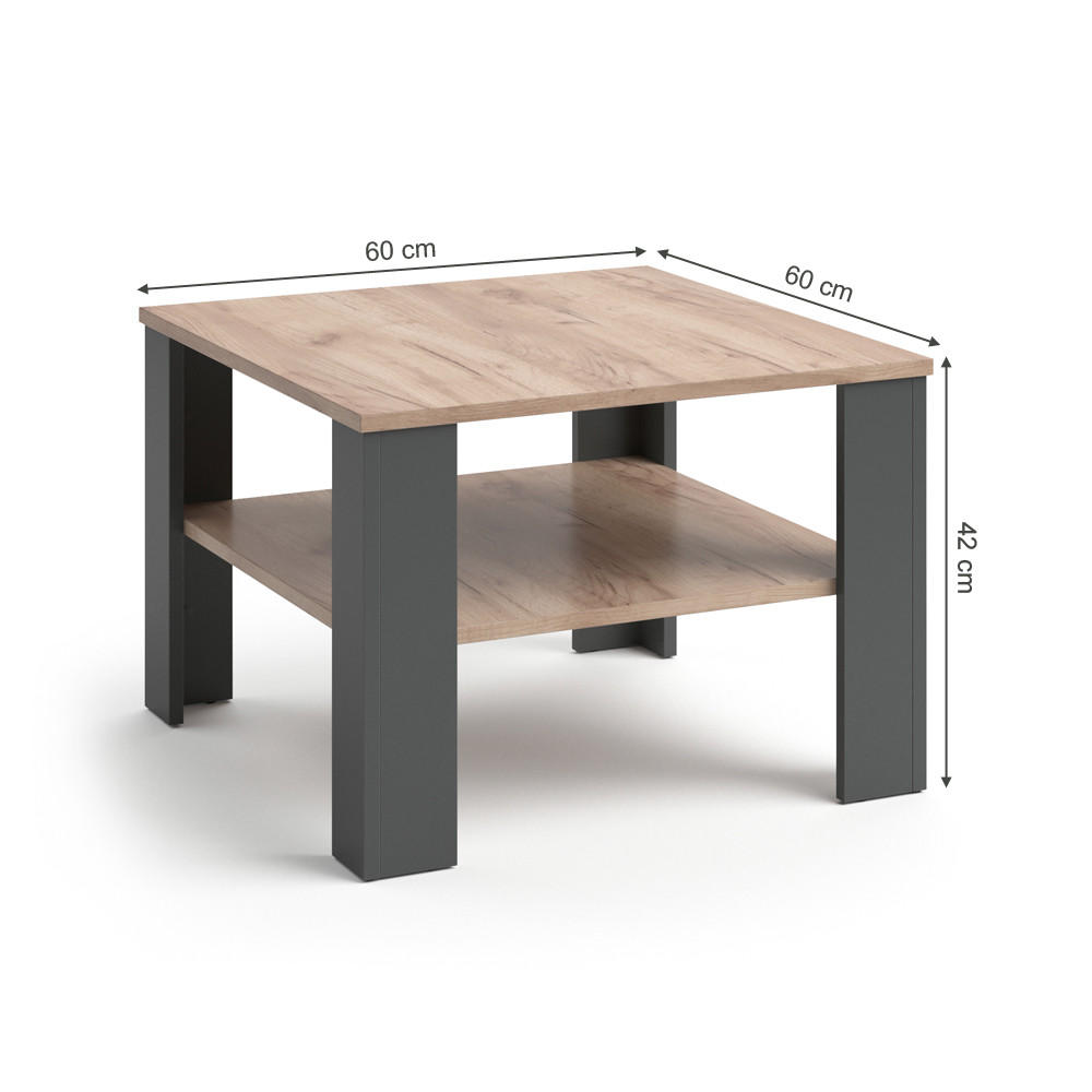 Thumbnail - Vicco Couchtisch, Anthrazit, Holzwerkstoff, 2 Fächer, Quadratisch,Quadratisch, 60x42x60 cm, Wohnzimmer, Wohnzimmertische...