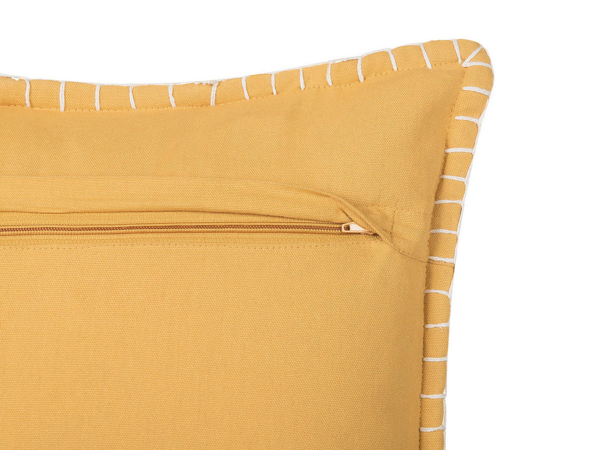 DEKOKISSEN Senfgelb 45/45 cm Kavalam - Dunkelgelb, Naturmaterialen/Textil (45/45cm) - Beliani