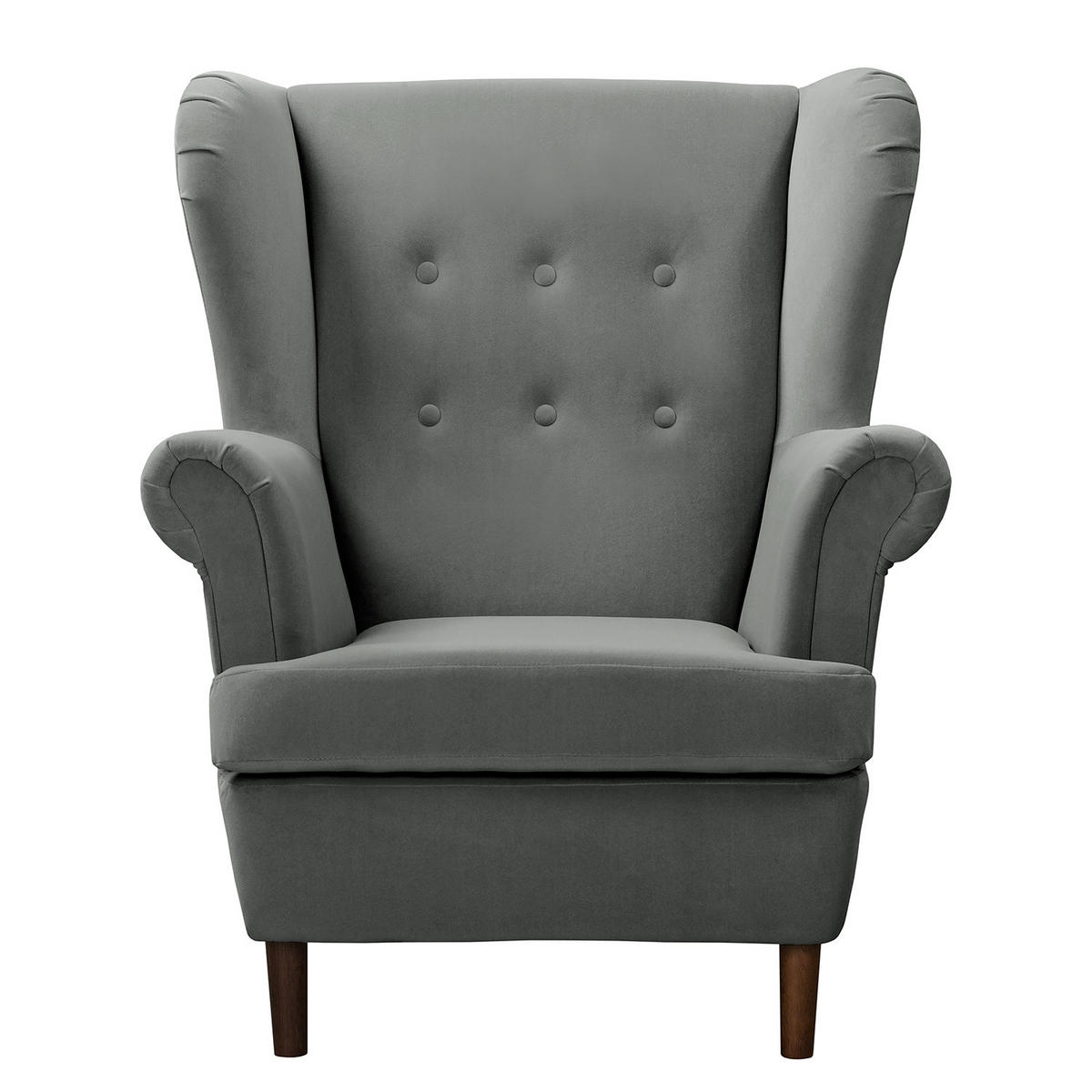 OHRENSESSEL - Dunkelbraun/Grau, Textil (85/101/89cm) - home24