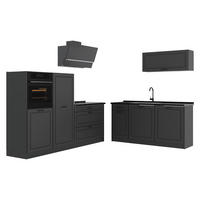 KUCHYNKA R-Line, Antracitový vidiecky dom/antracitová, 220 cm antrasiitti työtaso - antracitová, kompozitné drevo (220/143/60cm) - Vicco