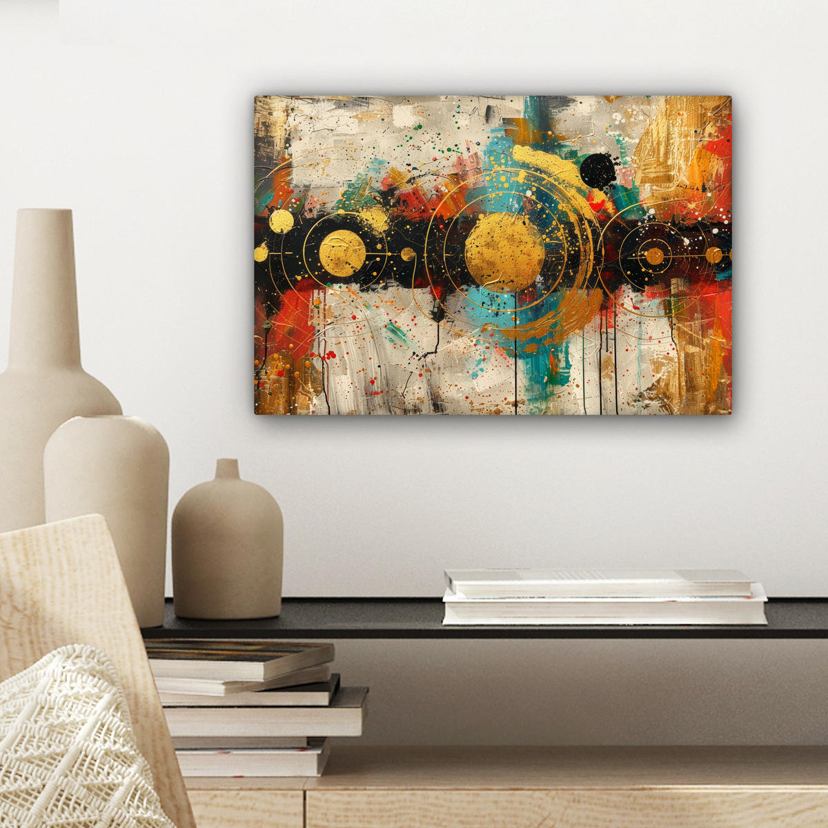 LEINWANDBILD - Abstrakt - Kunst - Gold - Modern - 30x20 - Deko XXL - Multicolor, Textil (30/20cm) - MuchoWow
