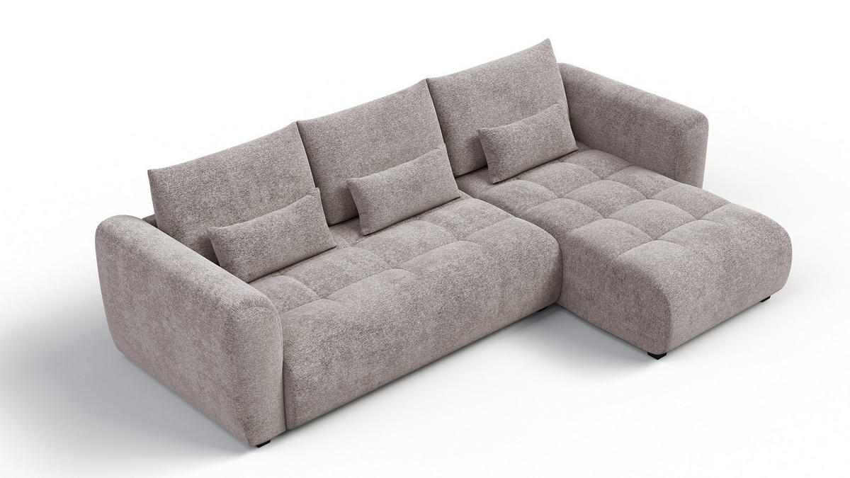 ECKSOFA SORENO 4-Sitzer, dunkelbeige - Beige/Schwarz, Holz/Textil (293/171cm) - Courtois Laville