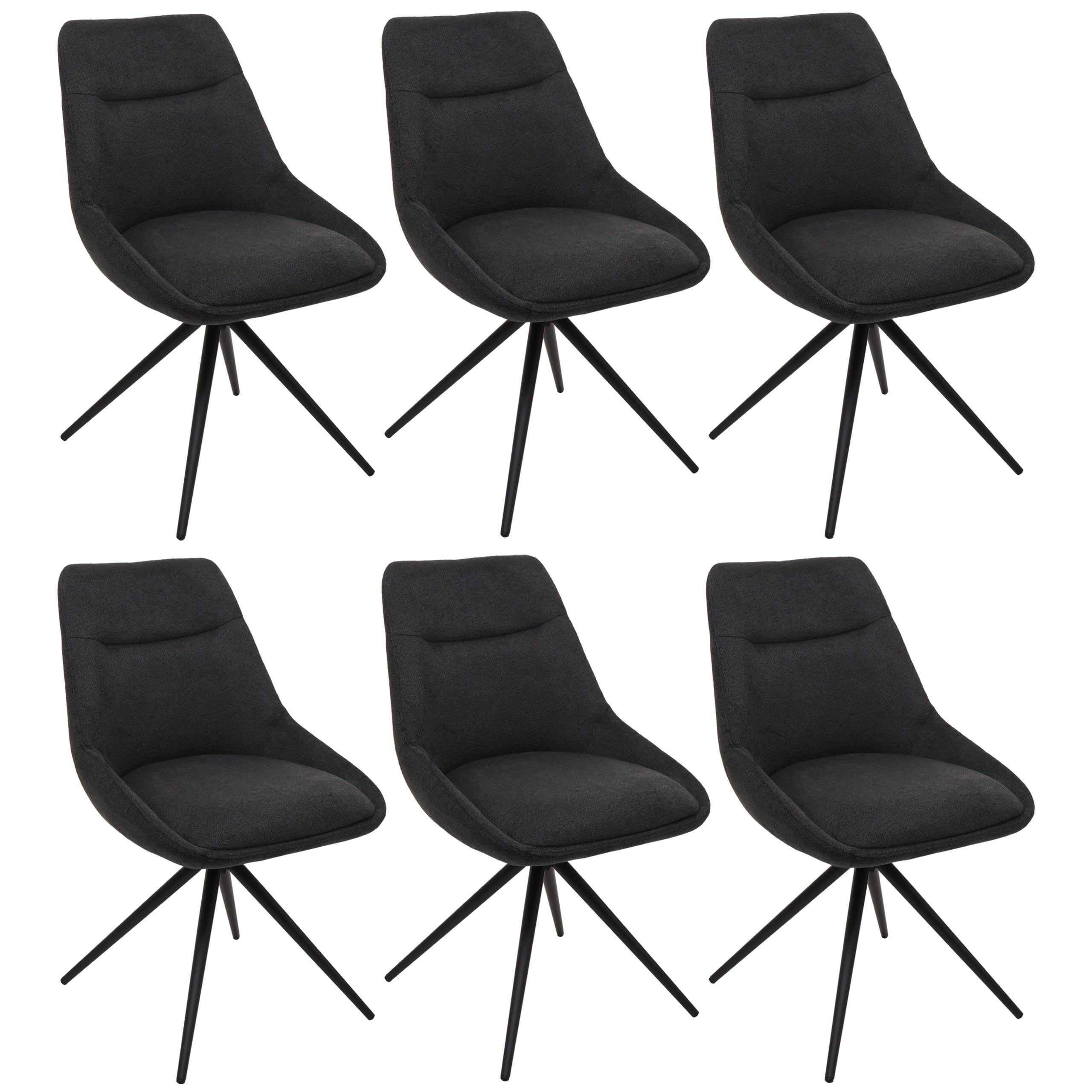 ESSZIMMERSTUHL Anthrazit 6er-Set - Anthrazit, Textil (51/86/60cm) - MCW
