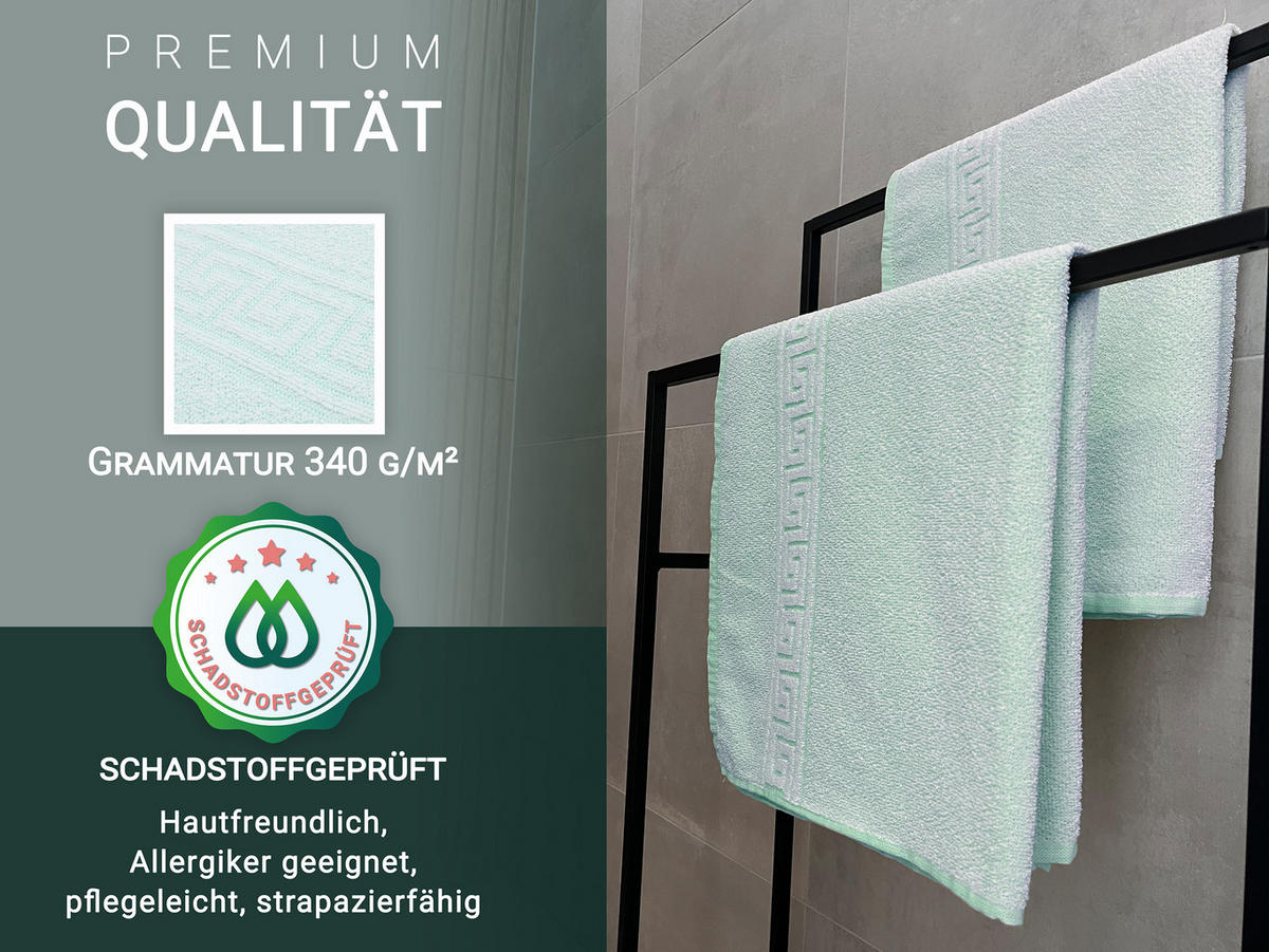 DUSCHTÜCHER, 5er-Set, 70x140 cm, 70% Baumwolle, 30% Polyester - Grün, Textil (70/140cm) - Zollner