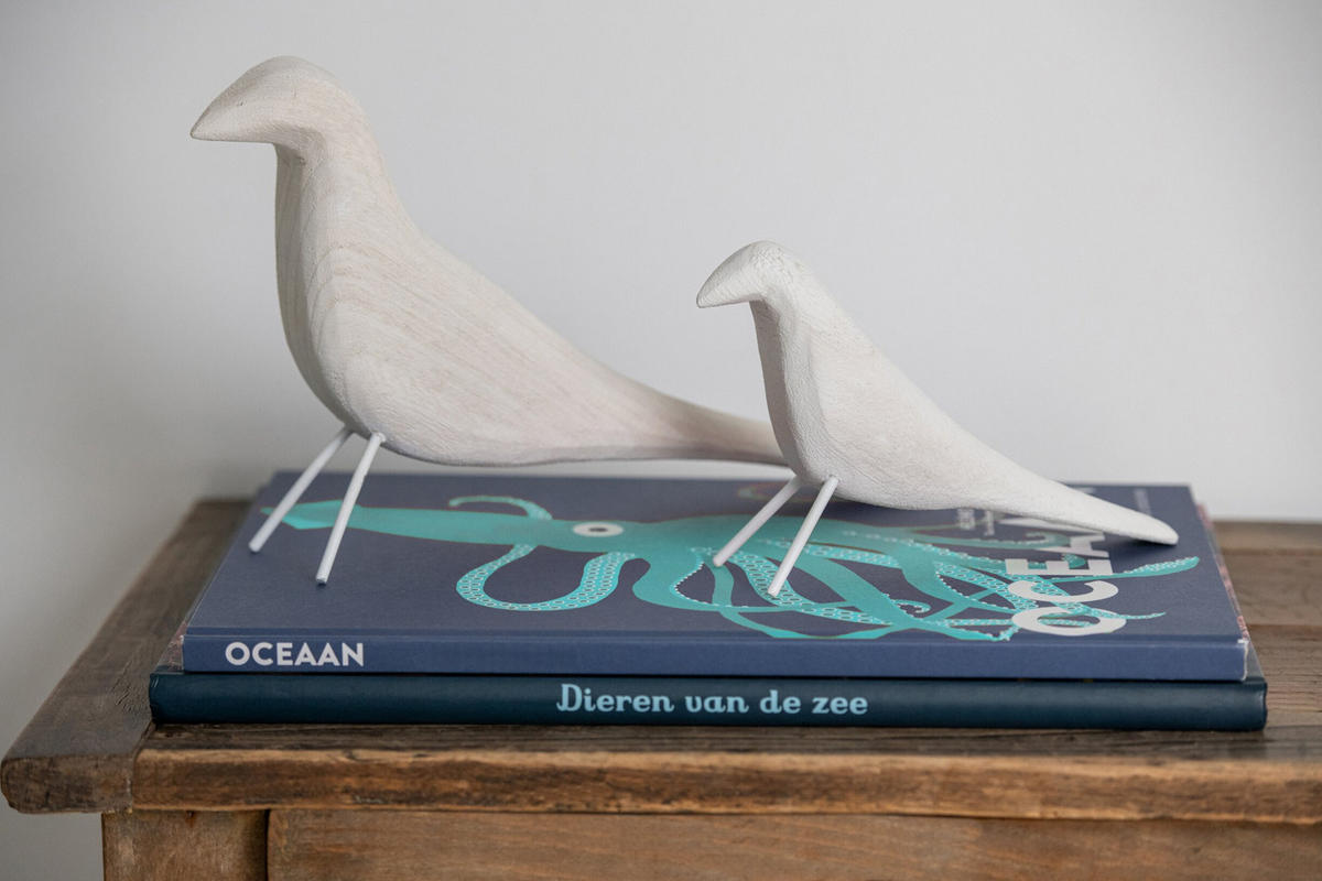 DEKOOBJEKT VOGEL STEHEND Weiß - Weiß, Holz (5/34/19cm) - J-Line