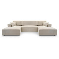 WOHNLANDSCHAFT Corso U 365 cm beige - Beige/Schwarz, Textil (364/84/187cm) - Beautysofa