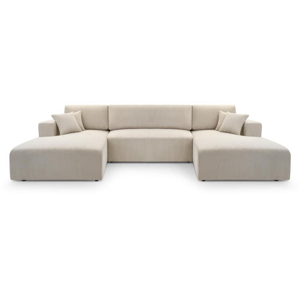 WOHNLANDSCHAFT Corso U 365 cm beige - Beige/Schwarz, Textil (364/84/187cm) - Beautysofa