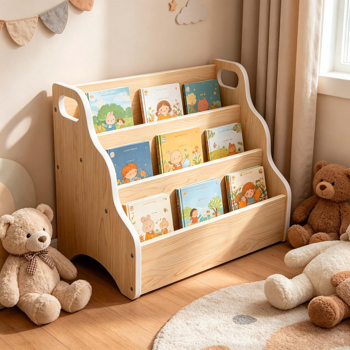 RAFT Natural MDF 3 compartimente - maro deschis, compozit lemnos (51/31/28cm) - Relaxdays