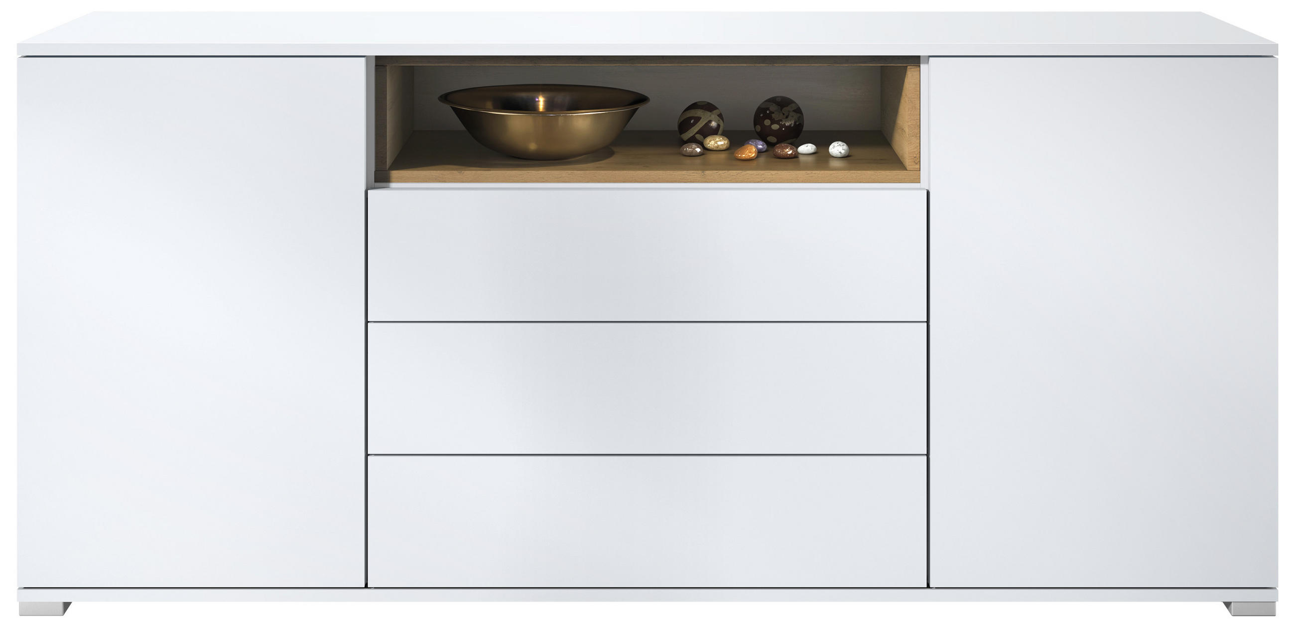 Vladon Sideboard Weiß, Eiche San Remo 166.5x75.5x35 cm