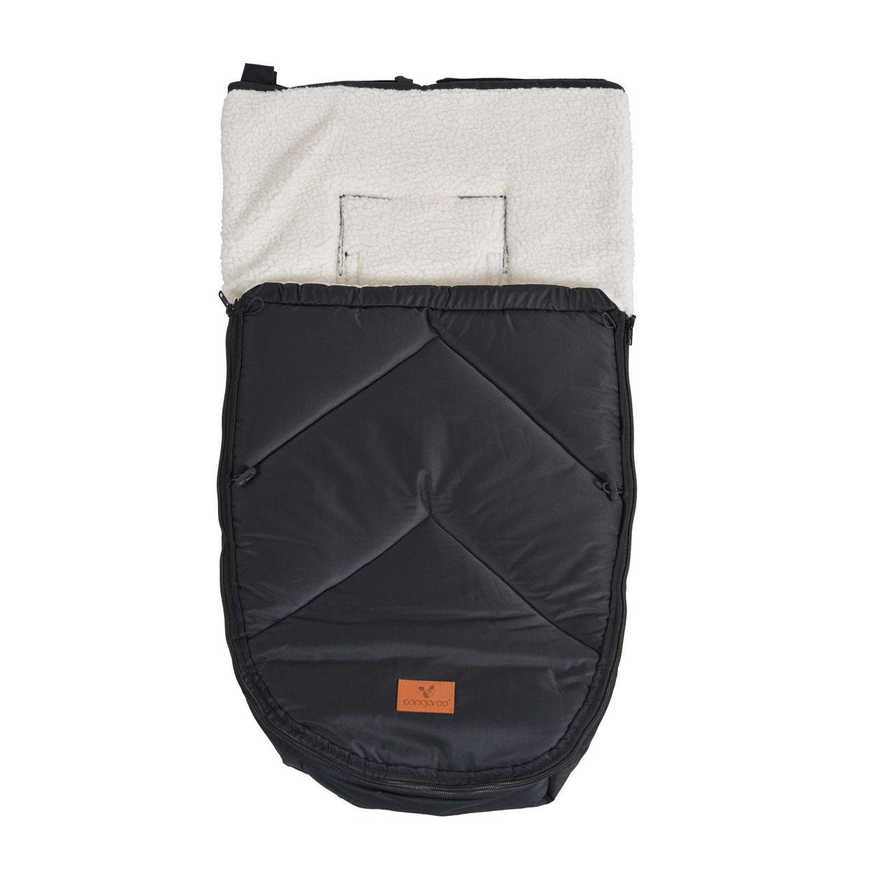 FUSSSACK Luxe schwarz 80 cm, für 5-Punkt-Gurtsystem, flauschiges Innenfutter, wetterfest - Schwarz, Textil (40/8/80cm) - Cangaroo