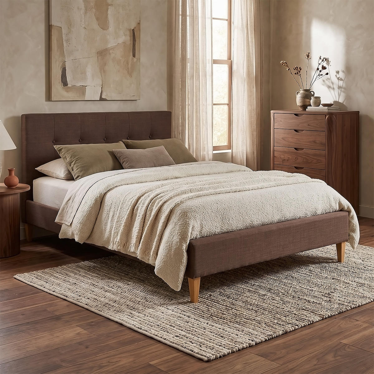 POLSTERBETT mit Lattenrost 180/200 cm in Braun - Braun, Textil (180/200cm) - Homestyle4u