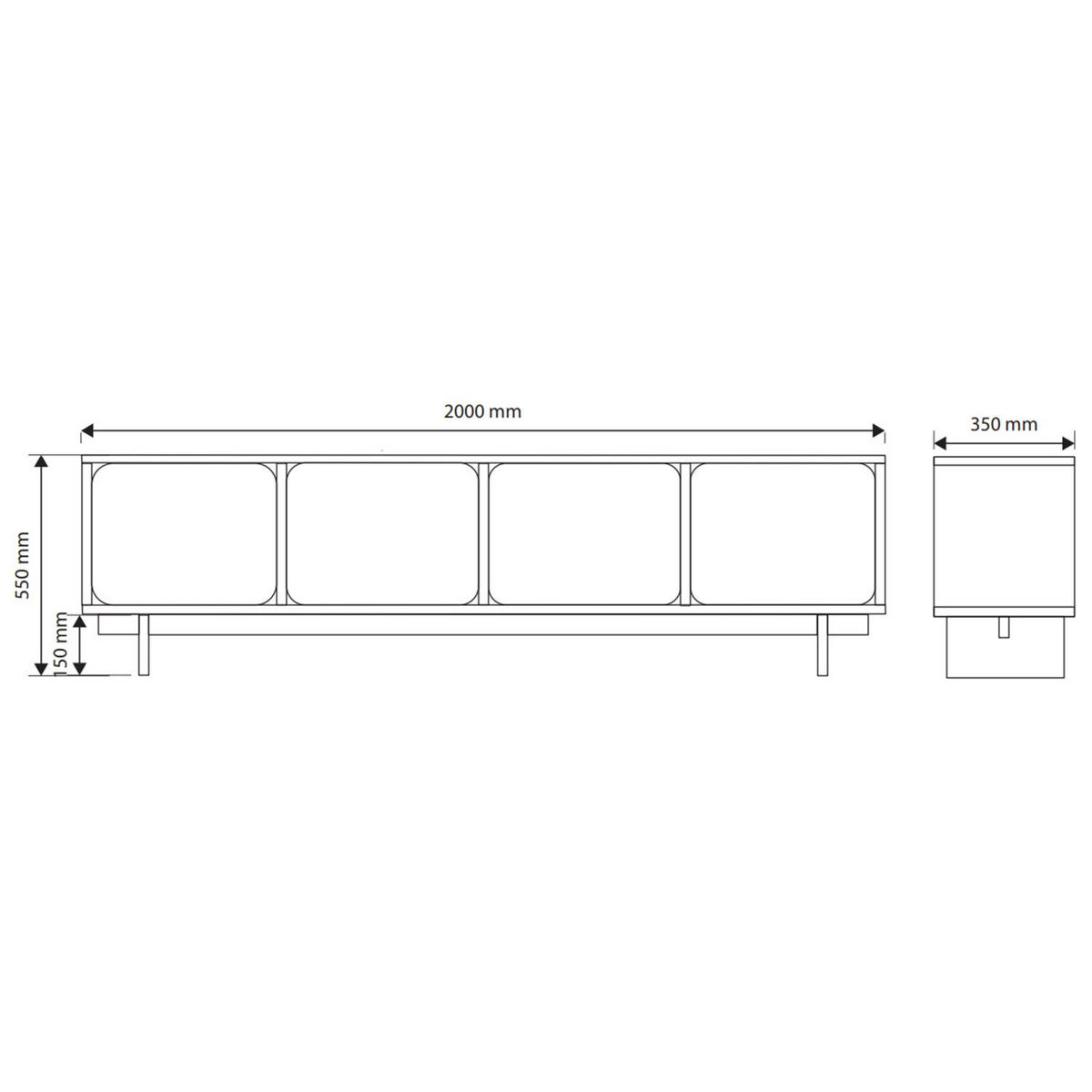 TV-LOWBOARD Wuwu Greige 200 cm - Taupe, Holzwerkstoff (200/55/35cm) - Selsey