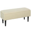 SITZBANK mit Stauraum, Bettbank, Polsterbank mit Klappdeckel, Samt, Creme - Creme, Kunststoff (38/45/95cm) - HOMCOM