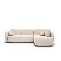 ECKSOFA AMICO II L-S Beige Geflochtener Stoff mit Schlaffunktion - Beige, Holz (289/190cm) - MASSENO