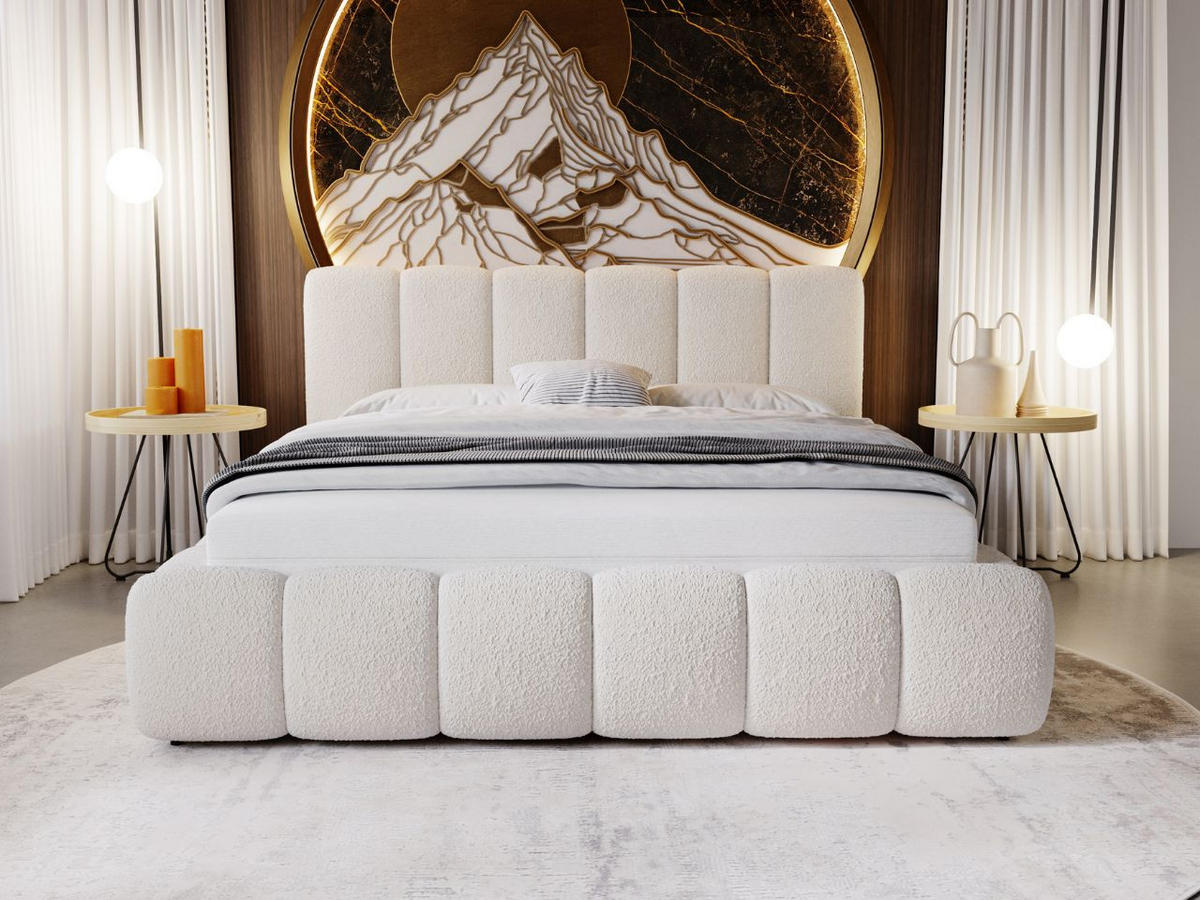 POLSTERBETT Cloud 180x200 Bouclé-Stoff Beige - Beige, Textil (180/200cm) - Graingold