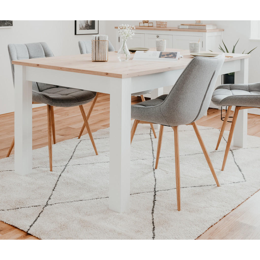 Thumbnail - Furn.Design Esstisch, Weiß, Eiche Artisan, Holzwerkstoff, Nachbildung,Eiche, Uni, Holz Optik, Rechteckig,Rechteckig, eck...