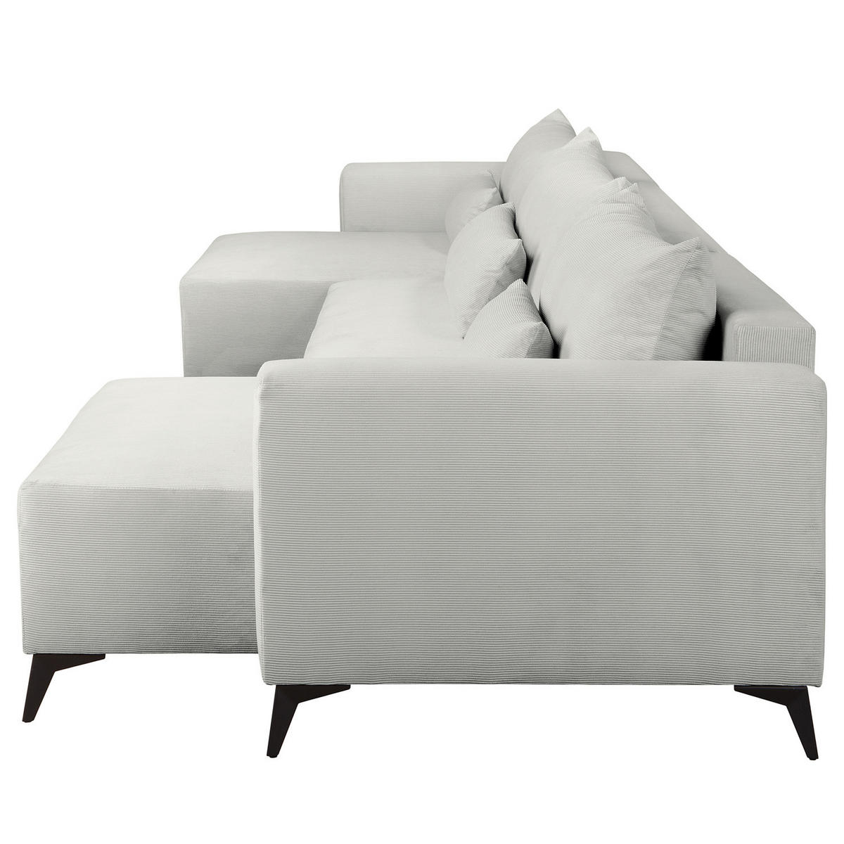 WOHNLANDSCHAFT - Silberfarben/Schwarz, Textil (382/81/148cm) - home24