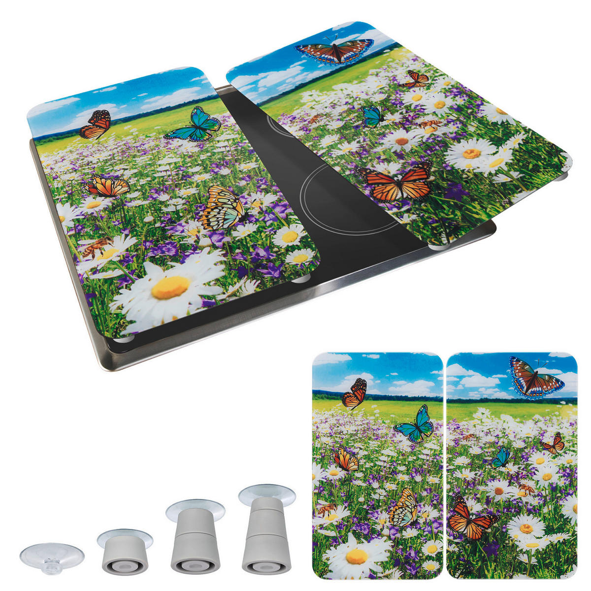 HERDABDECKPLATTEN 2er-Set Summer Meadow - Multicolor, Glas (30/5.5/52cm) - Maximex