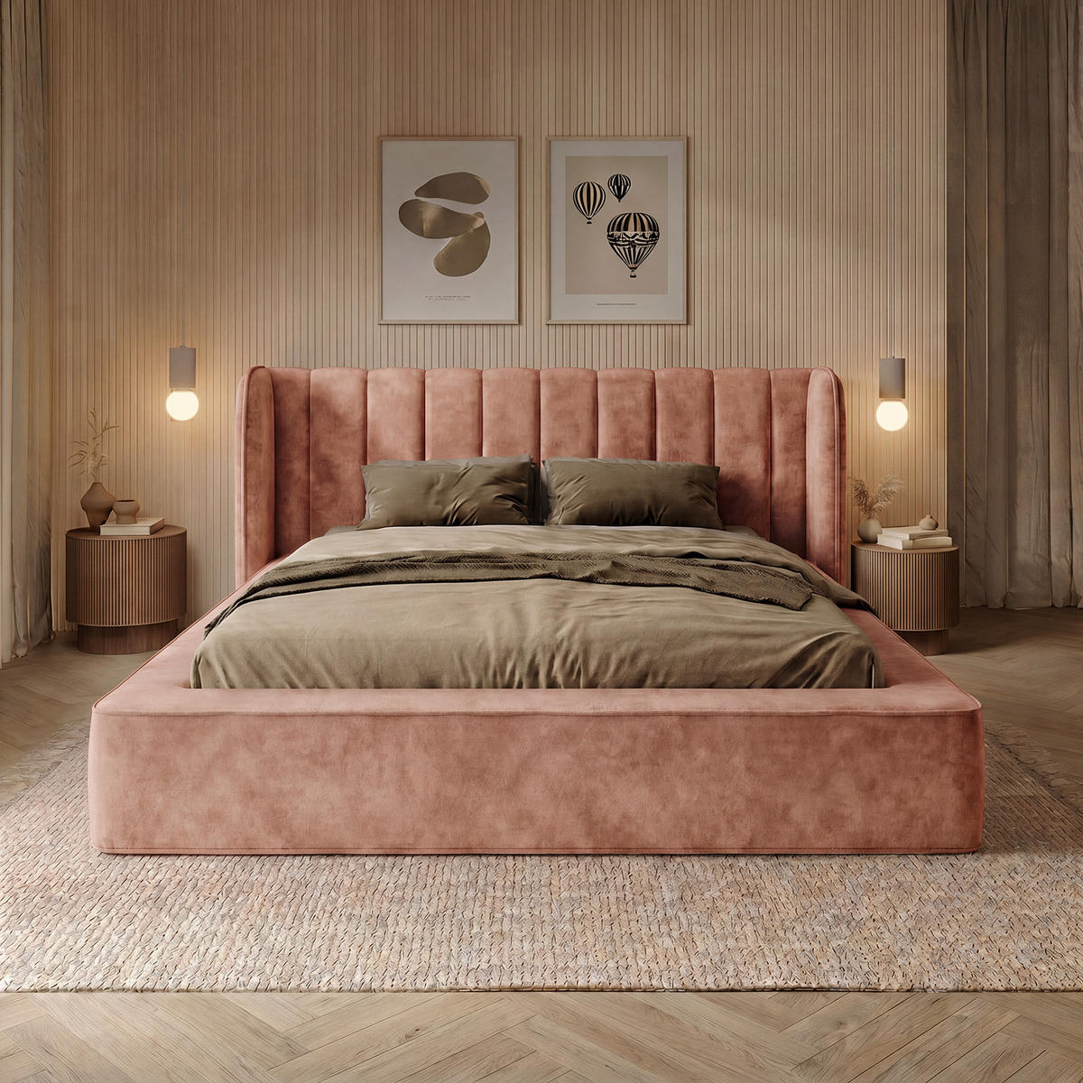 POLSTERBETT GONDO 200x200 cm, Hellrosa - Pink, Textil (200/200cm) - Fedve